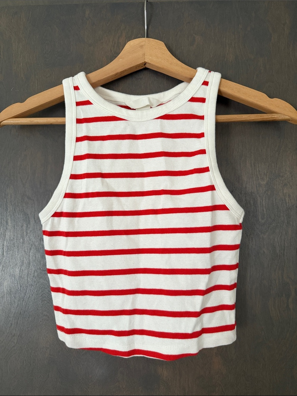 H&M Red and White Striped Ribbed Tank Top
